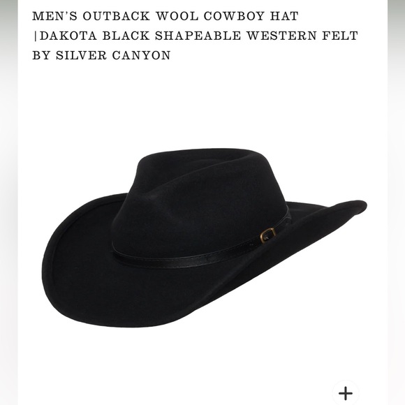 ✨Men’s outback wool cowboy hat Dakota black shapeable western felt 100% wool ✨ - Picture 3 of 16